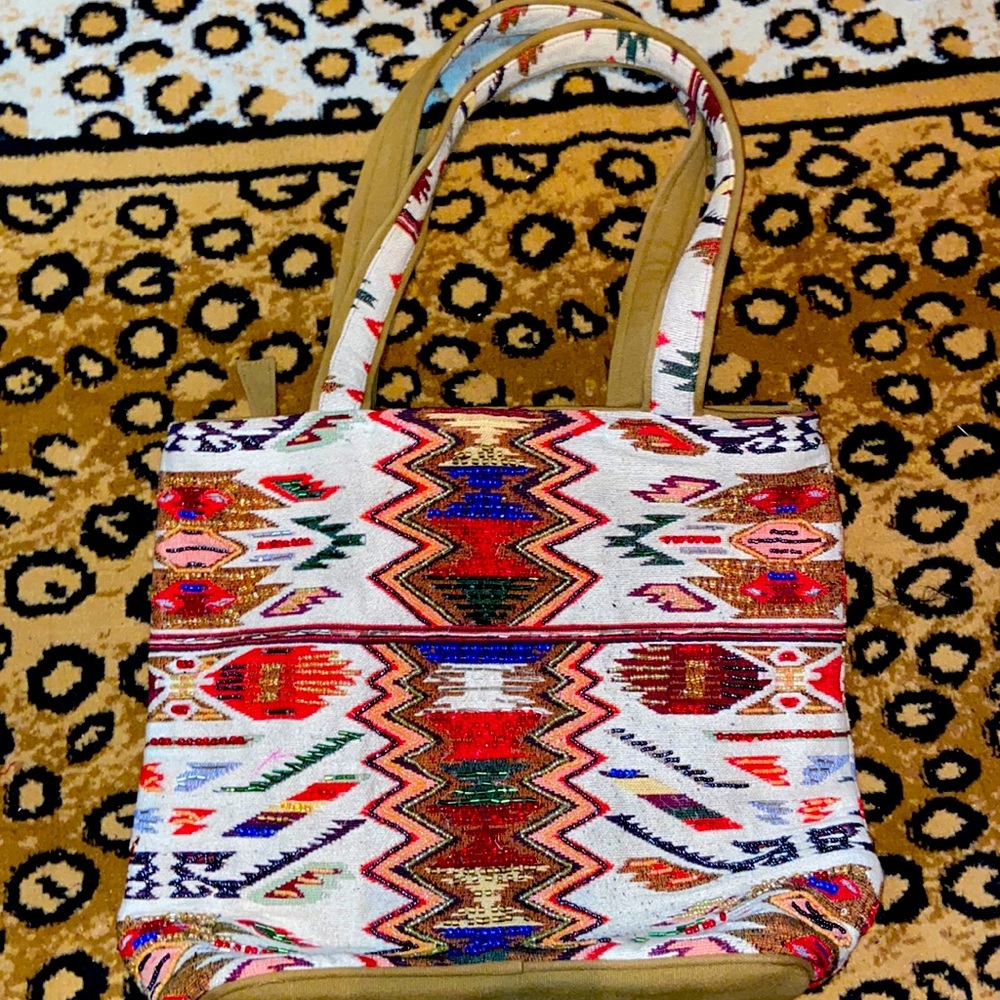 Stitch-work Beaded Tote Purse